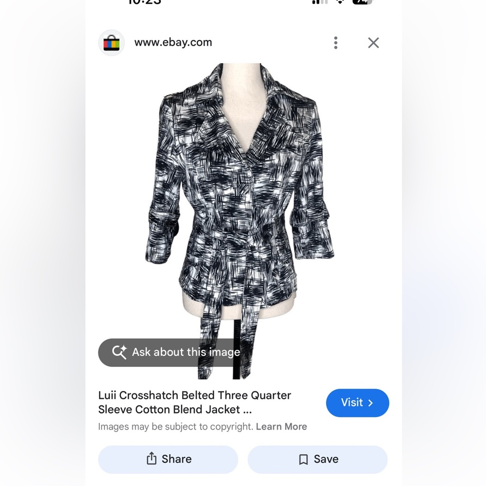 Luii Black & White Crosshatch Belted Blazer